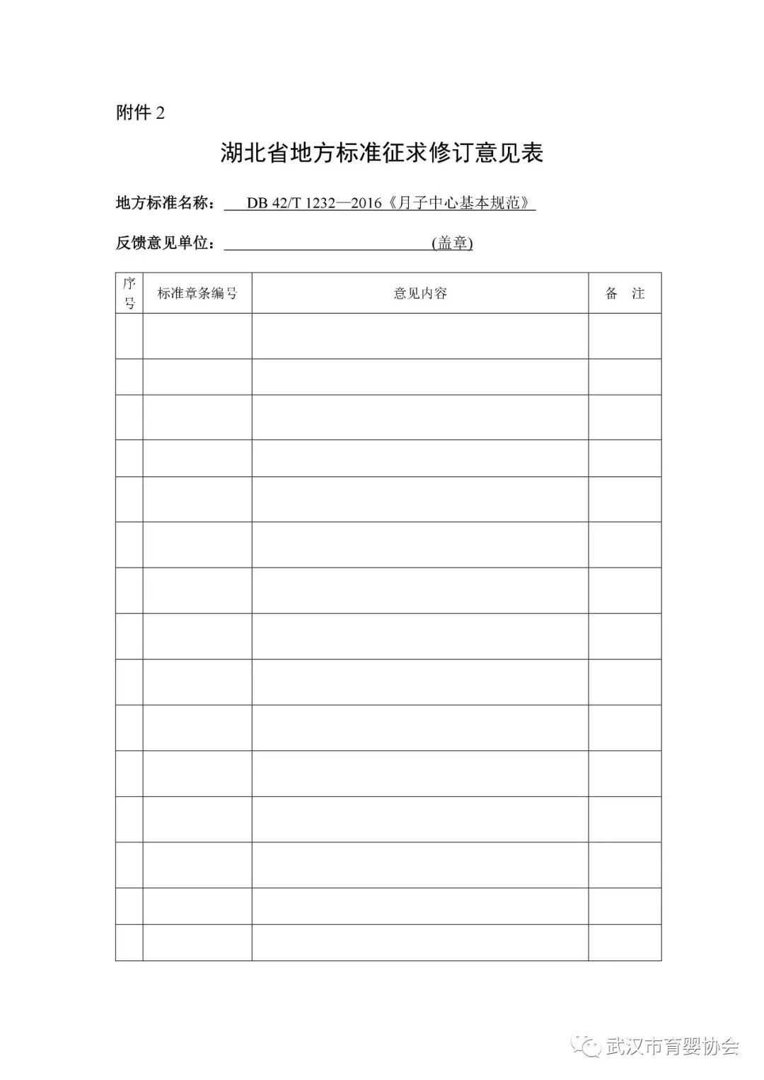 附件2   湖北省地方标准征求修订意见表